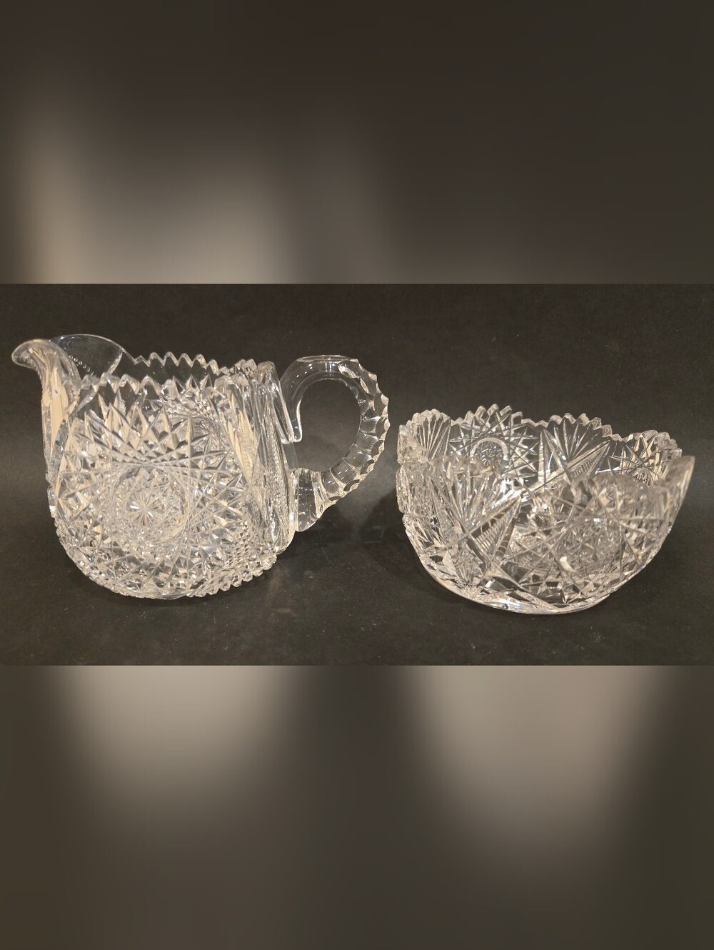Clear Cut Glass Creamer and Sugar Bowl Set - Elegant Crystal-Style Serving